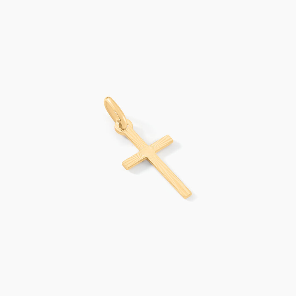 Pendentif Bathilde Croix Striee Or Jaune - Pendentifs Baptême Unisex | Histoire d’Or