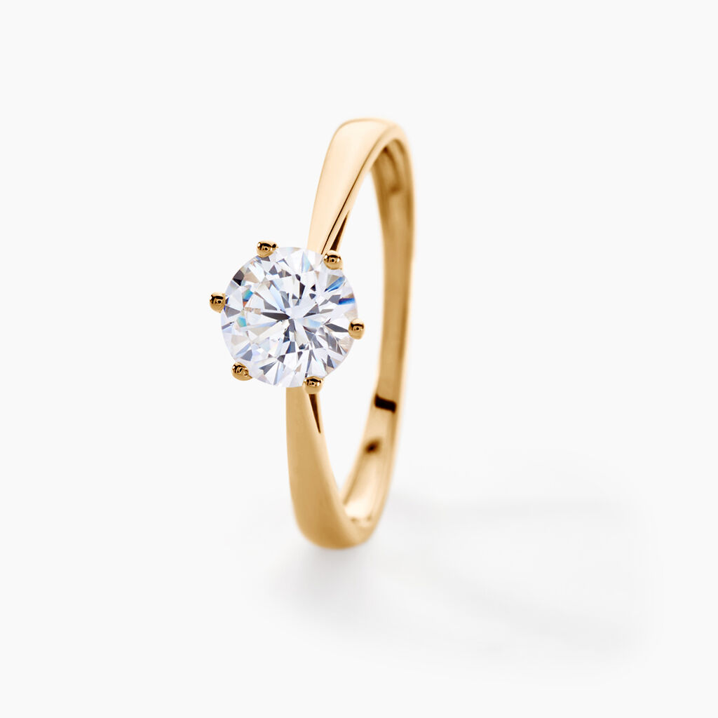 Solitaire Or Jaune Laurian Oxyde De Zirconium Blanc - Bagues solitaires Femme | Histoire d&rsquo;Or