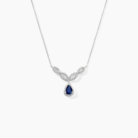 Collier Sissi Or Blanc Saphir Diamant - Colliers Femme | Histoire d&rsquo;Or