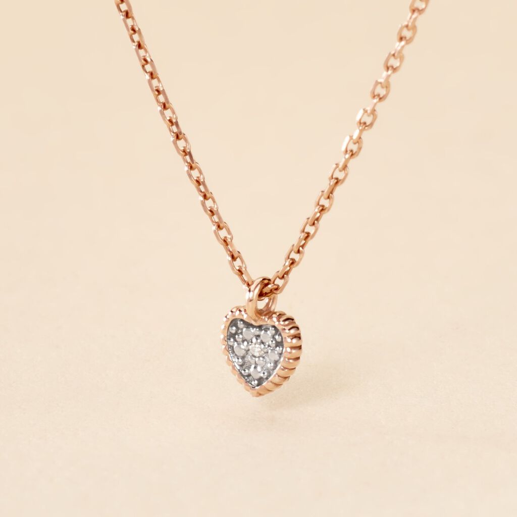 Collier Mon 1er Diamant Or Rose Diamant - Colliers Coeur Femme | Histoire d’Or