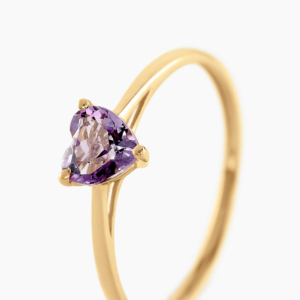 Bague Tender Love Or Jaune Am&eacute;thyste - Bagues solitaires Femme | Histoire d&rsquo;Or