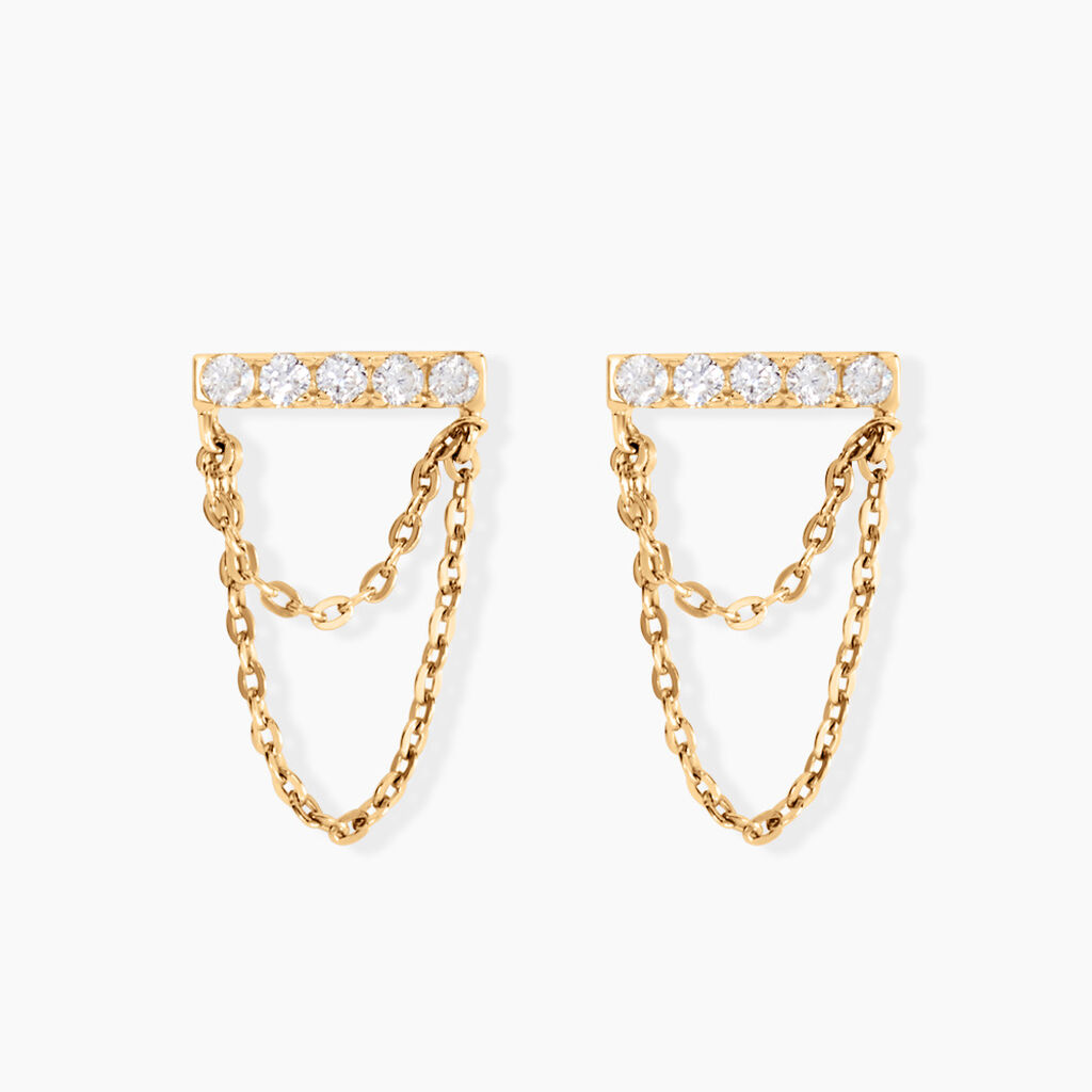 Boucles D'oreilles Puces Akilina Or Jaune Oxyde De Zirconium - Clous d'oreilles Femme | Histoire d&rsquo;Or