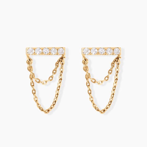 Boucles D'oreilles Puces Akilina Or Jaune Oxyde De Zirconium - Clous d'oreilles Femme | Histoire d&rsquo;Or