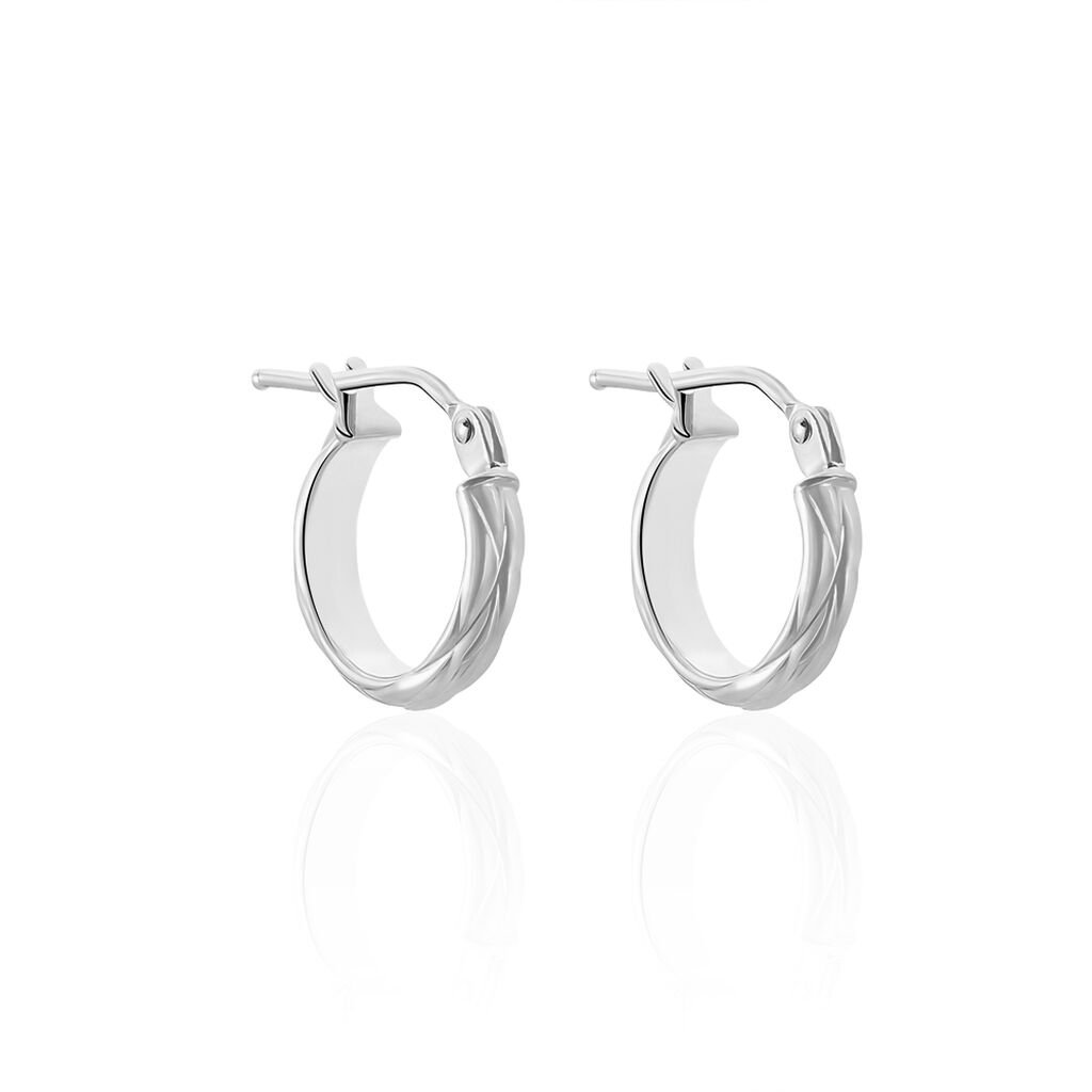 Créoles Ananas Or Blanc - Boucles d'oreilles créoles Femme | Histoire d’Or