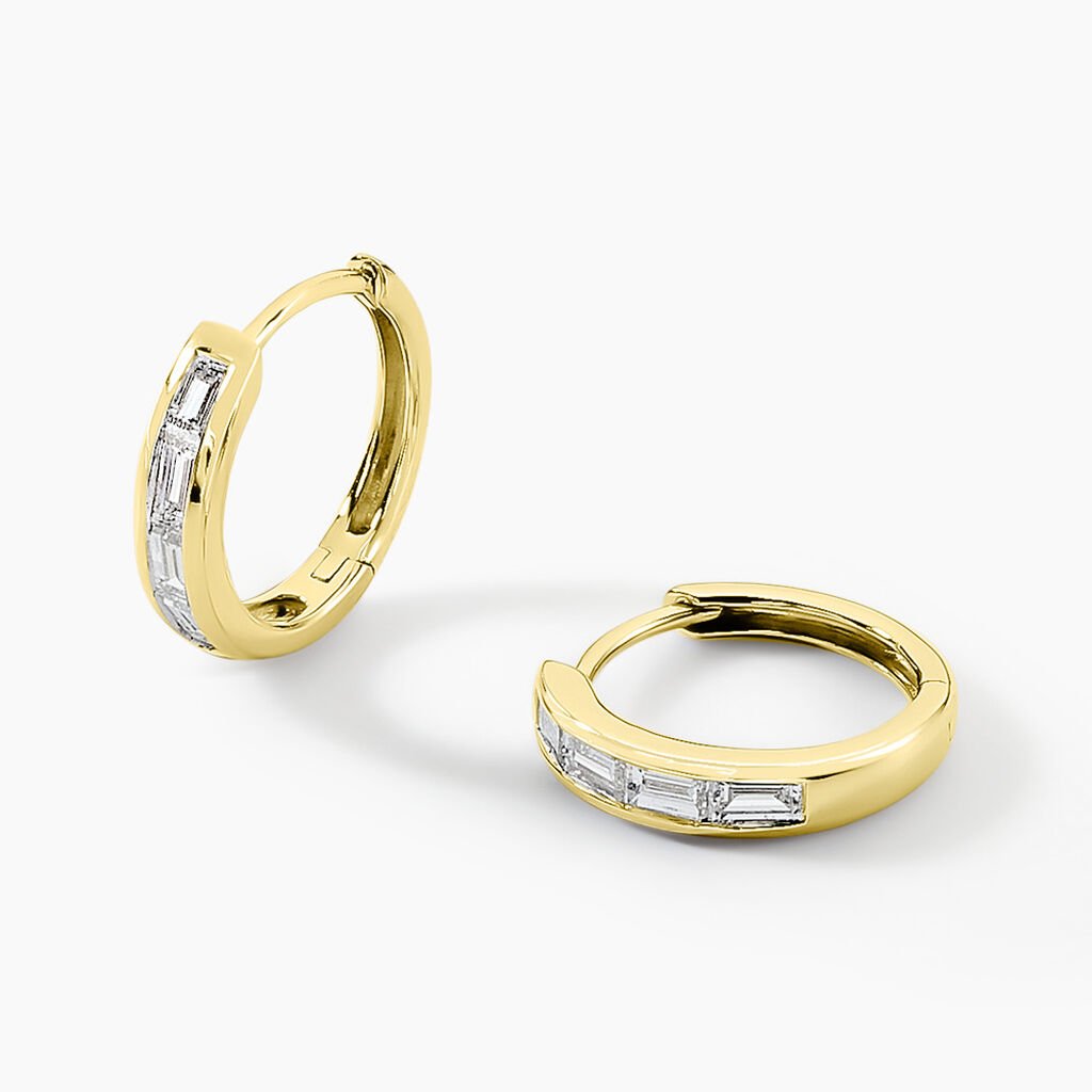 Cr&eacute;oles Rheanna Or Jaune Diamant Synth&eacute;tique - Boucles d'oreilles cr&eacute;oles Femme | Histoire d&rsquo;Or