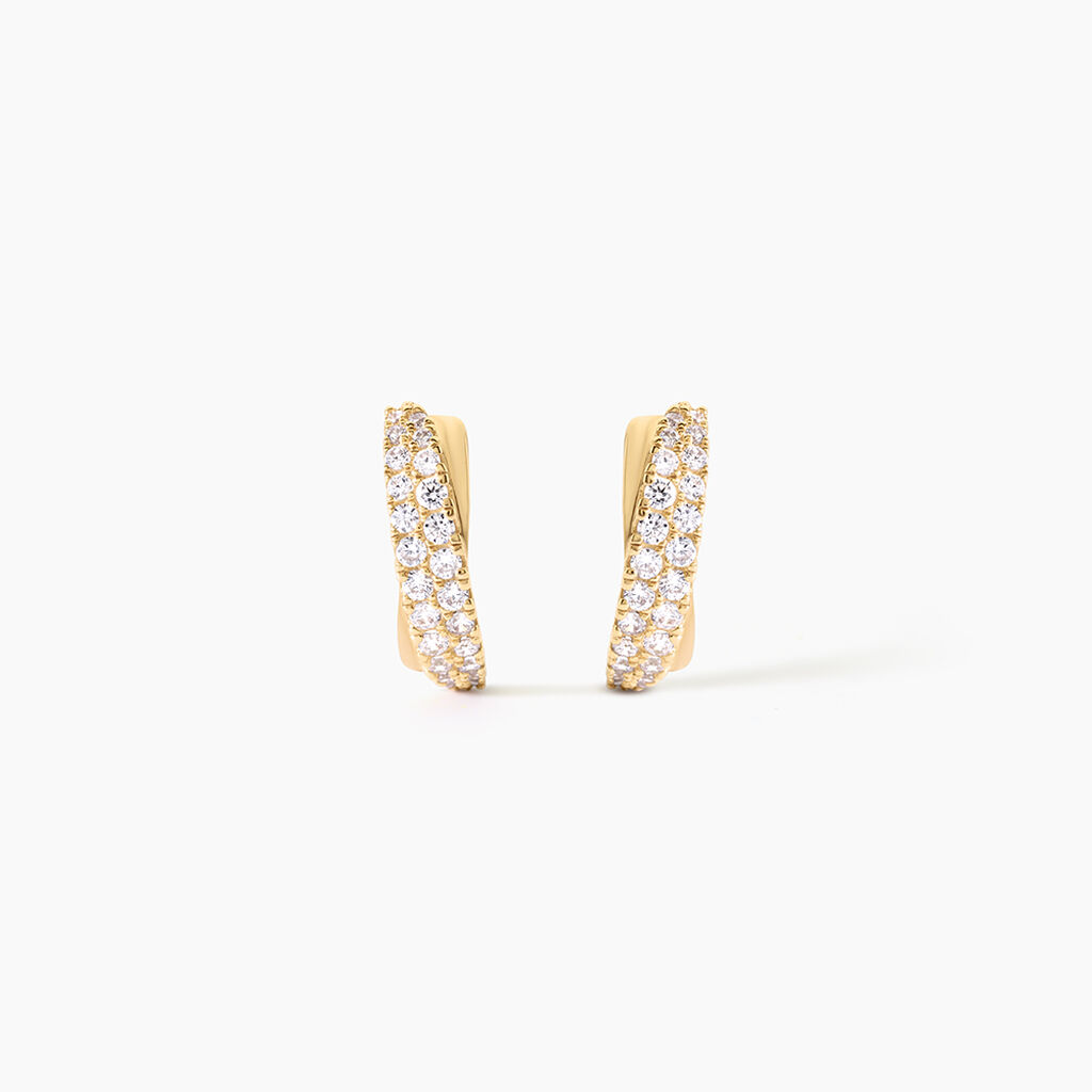 Boucles D'Oreilles Puces Aglae Argent Dor&eacute; A L'Or 750/1000 Oxyde De Zirconium - Clous d'oreilles Femme | Histoire d&rsquo;Or