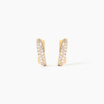 Boucles D'Oreilles Puces Aglae Argent Dor&eacute; A L'Or 750/1000 Oxyde De Zirconium - Clous d'oreilles Femme | Histoire d&rsquo;Or