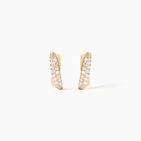 Boucles D'Oreilles Puces Aglae Argent Dor&eacute; A L'Or 750/1000 Oxyde De Zirconium - Clous d'oreilles Femme | Histoire d&rsquo;Or