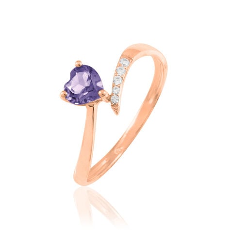 Bague Eva Or Rose Amethyste Et Diamant - Bagues solitaires Femme | Histoire d&rsquo;Or