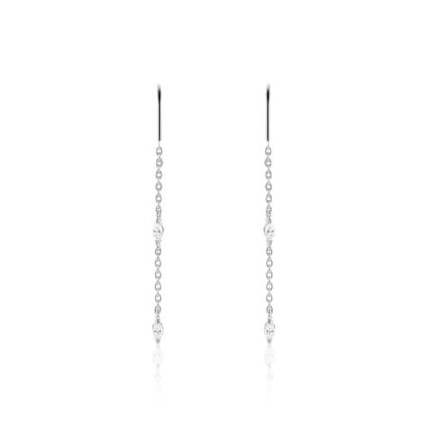 Boucles D'oreilles Pendantes Garsha Argent Blanc Oxyde De Zirconium - Boucles d'oreilles fantaisie Femme | Histoire d’Or