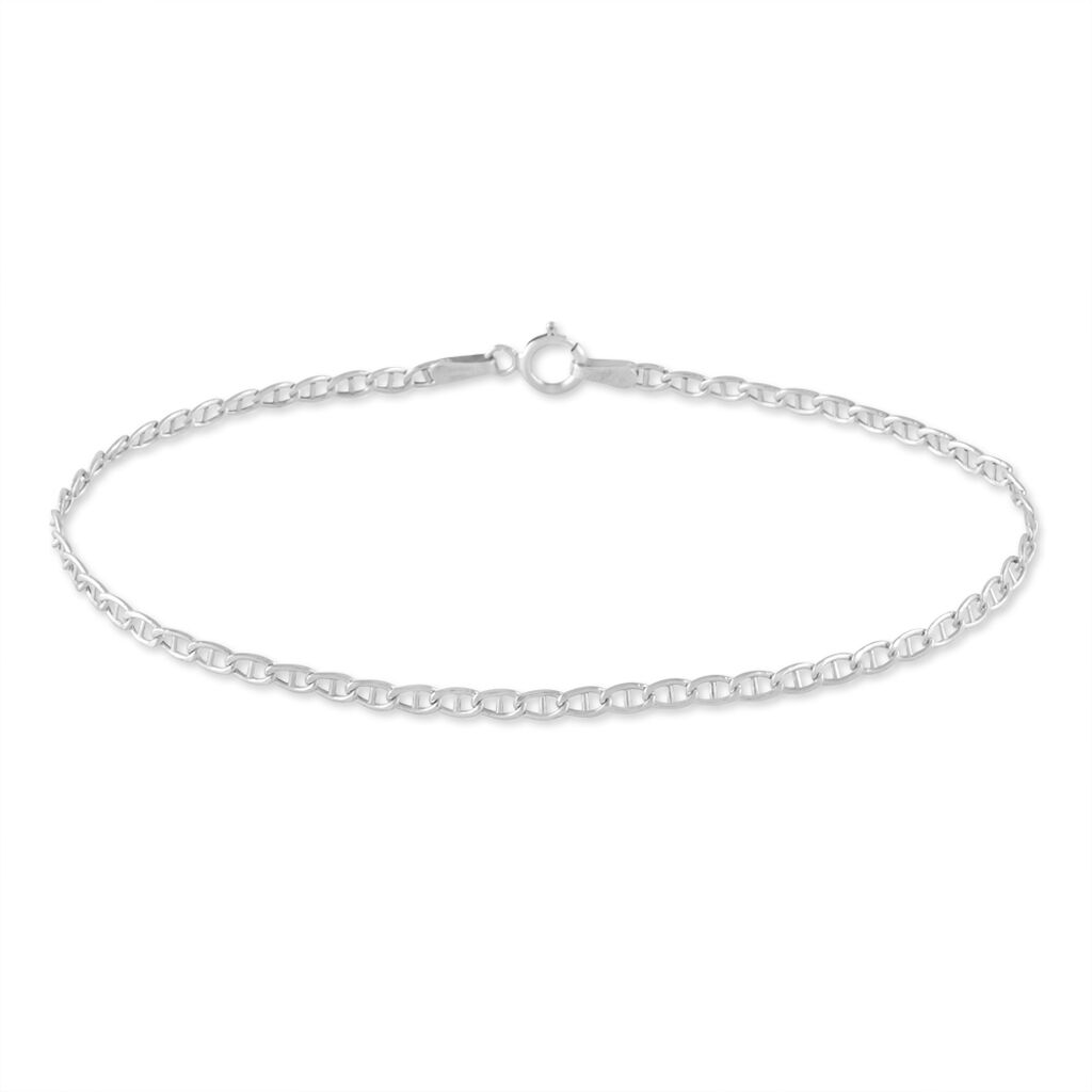 Bracelet Capucin Or Blanc Maille Marine Plate - Bracelets chaîne Femme | Histoire d’Or
