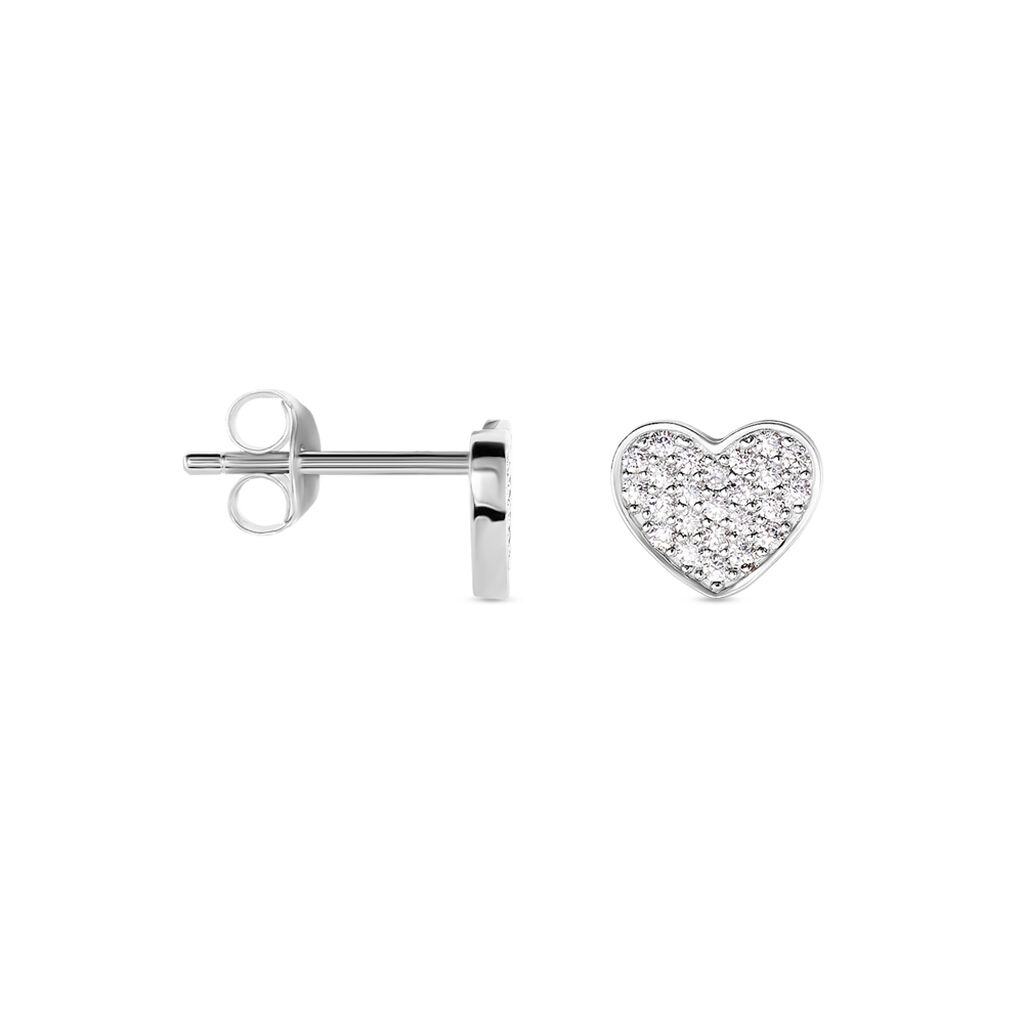 Boucles D'oreilles Puces Esperanza Argent Blanc Oxyde De Zirconium - Boucles d'oreilles fantaisie Femme | Histoire d’Or
