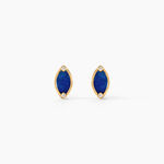 Boucles D'Oreilles Puces Chelo Or Jaune Lapis Lazuli Oxyde De Zirconium - Clous d'oreilles Femme | Histoire d&rsquo;Or