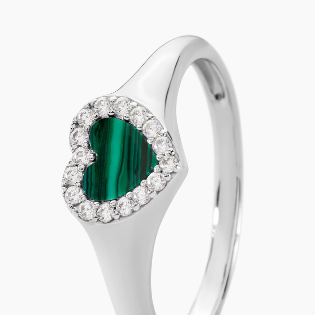 Bague Serment D'Argent Malachite Oxyde De Zirconium - Bagues solitaires Femme | Histoire d&rsquo;Or