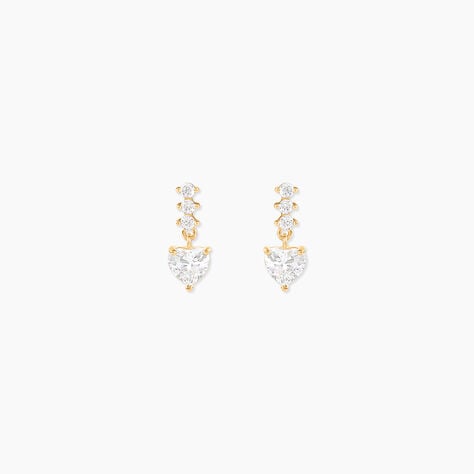 Boucles D'oreilles Pendantes Luminita Or Jaune Oxyde De Zirconium - Boucles d'oreilles pendantes Femme | Histoire d&rsquo;Or