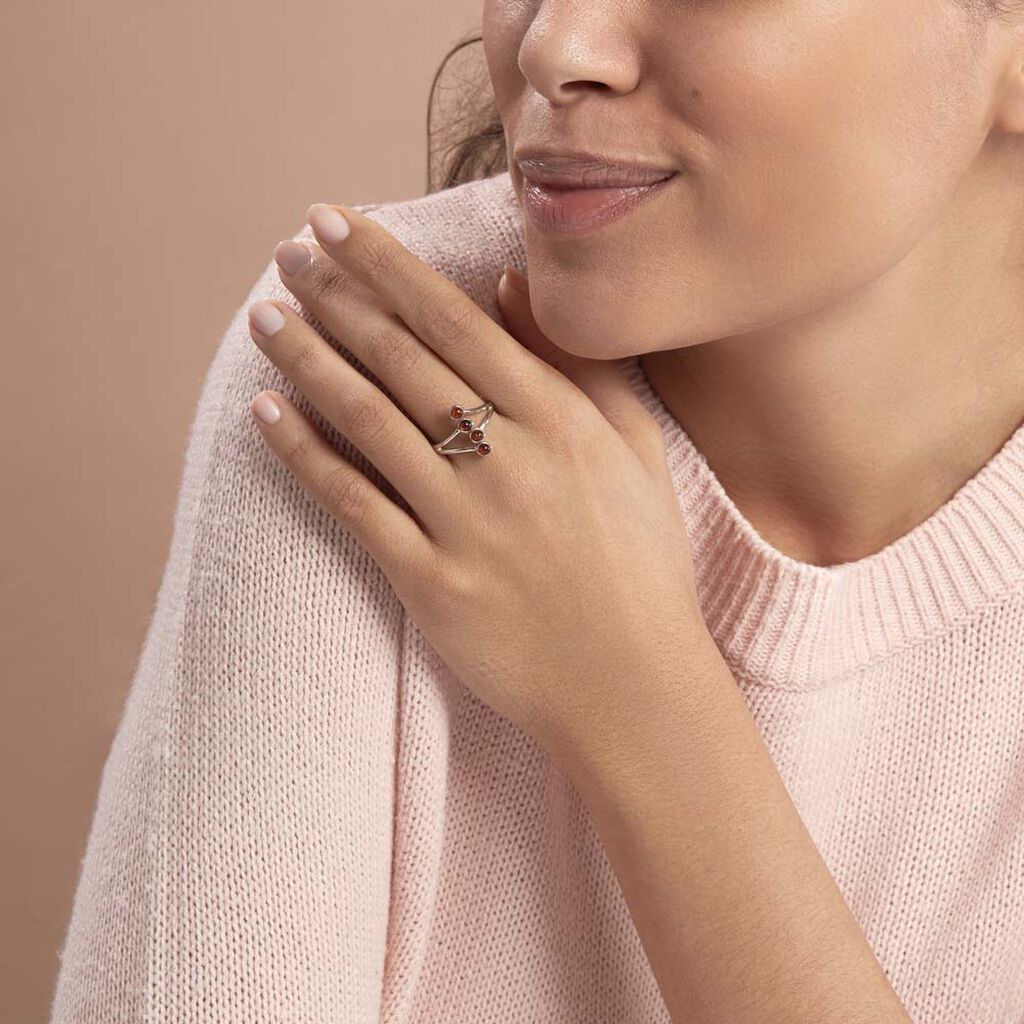 Bague Argent Blanc Accorus Ambre - Bagues avec pierre Femme | Histoire d’Or
