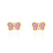 Boucles D'oreilles Puces Papillon Rose Or Jaune - Boucles d'Oreilles Papillon Enfant | Histoire d’Or