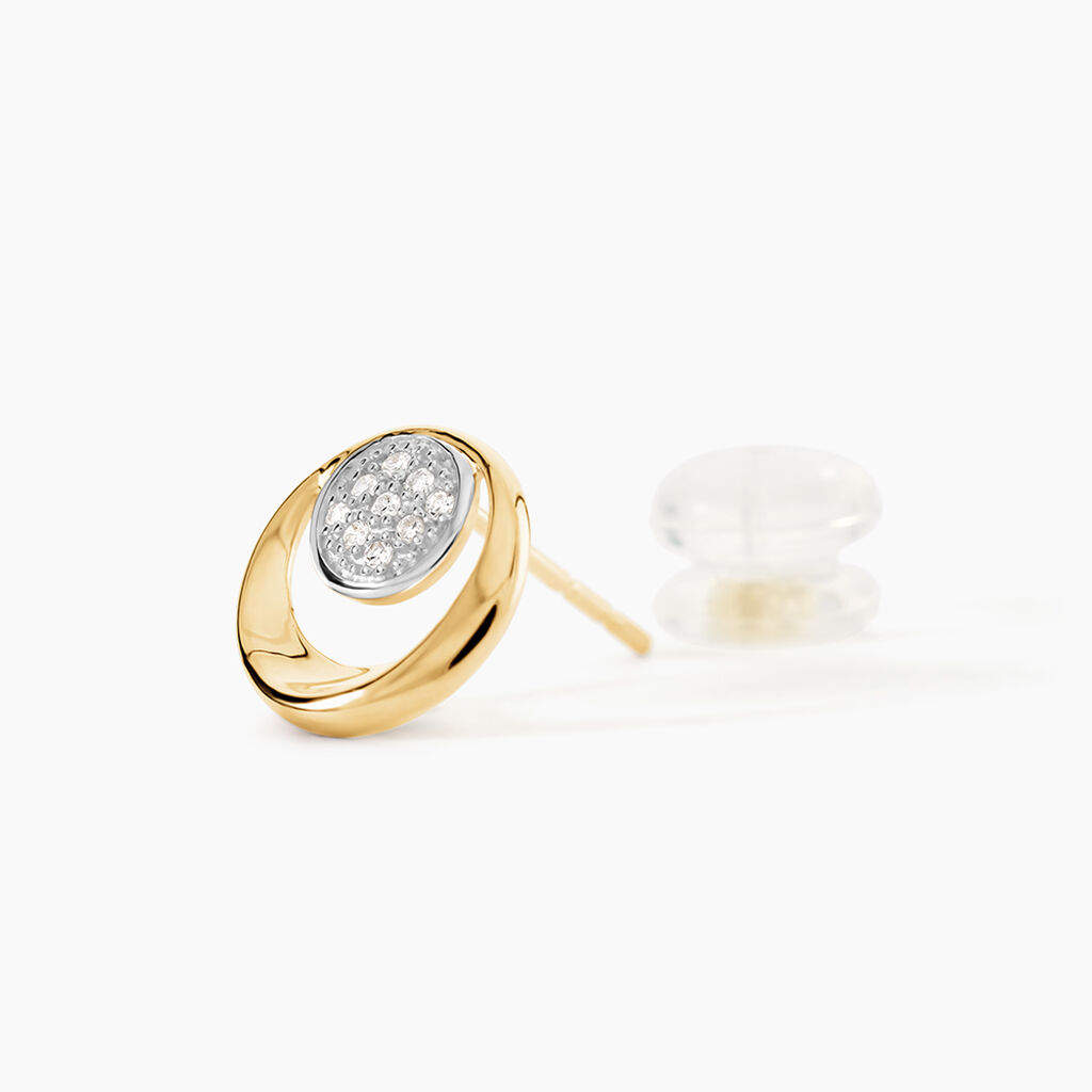 Boucles D'oreilles Puces Liana Or Jaune Diamant - Boucles d'oreilles pierres pr&eacute;cieuses Femme | Histoire d&rsquo;Or