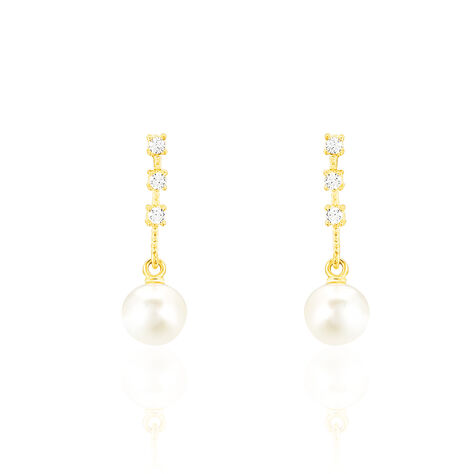 Boucles D'oreilles Pendantes Louise-marie Or Jaune Perle De Culture - Boucles d'oreilles pendantes Femme | Histoire d’Or