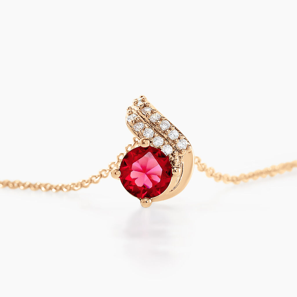 Collier Tyana Plaqu&eacute; Or Jaune Pierre De Synthese Et Oxyde De Zirconium - Colliers fantaisie Femme | Histoire d&rsquo;Or