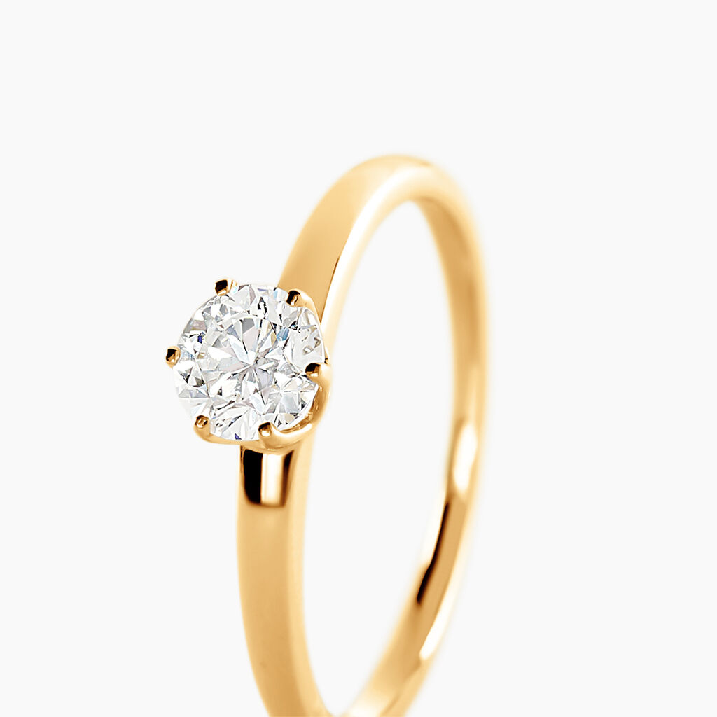 Bague Natalia Ld Or Jaune Diamant Synth&eacute;tique - Bagues solitaires Femme | Histoire d&rsquo;Or