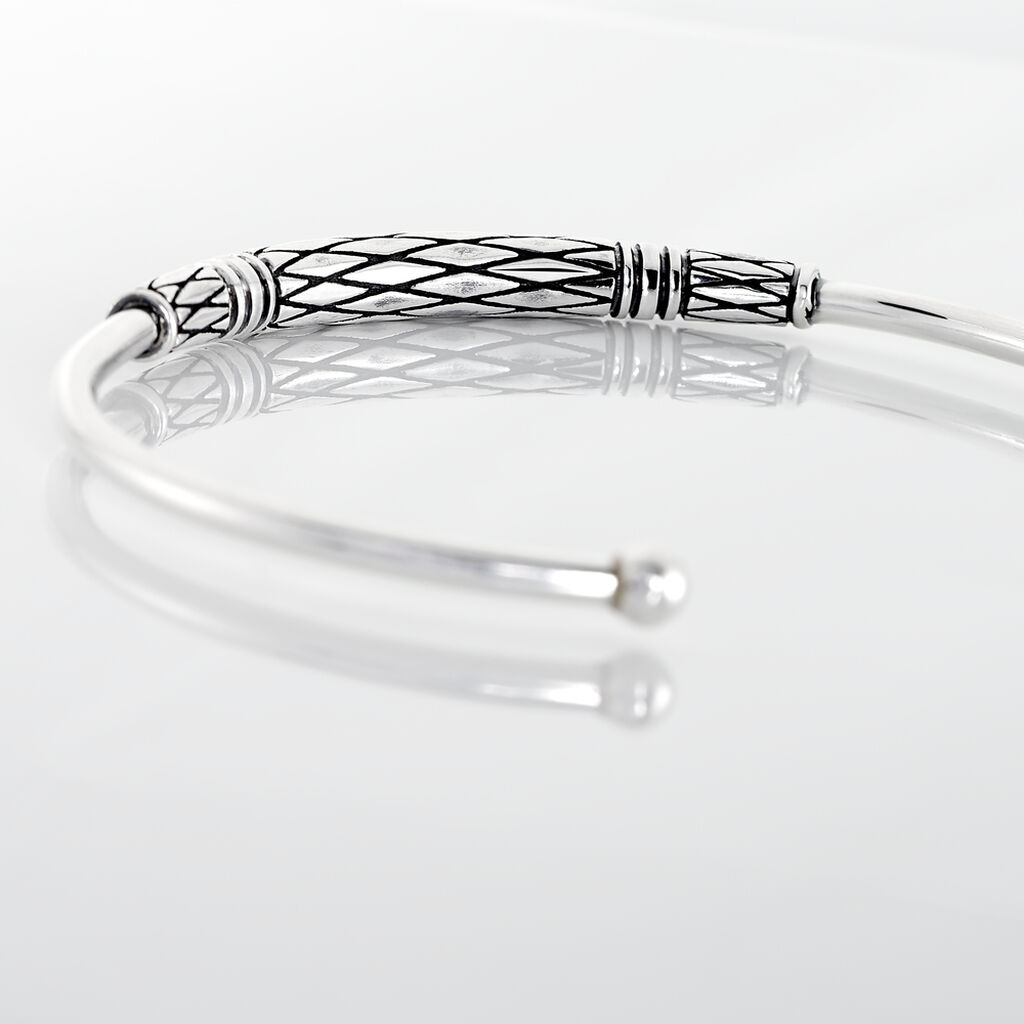 Bracelet Jonc Mike Argent Blanc - Bracelets joncs Homme | Histoire d’Or