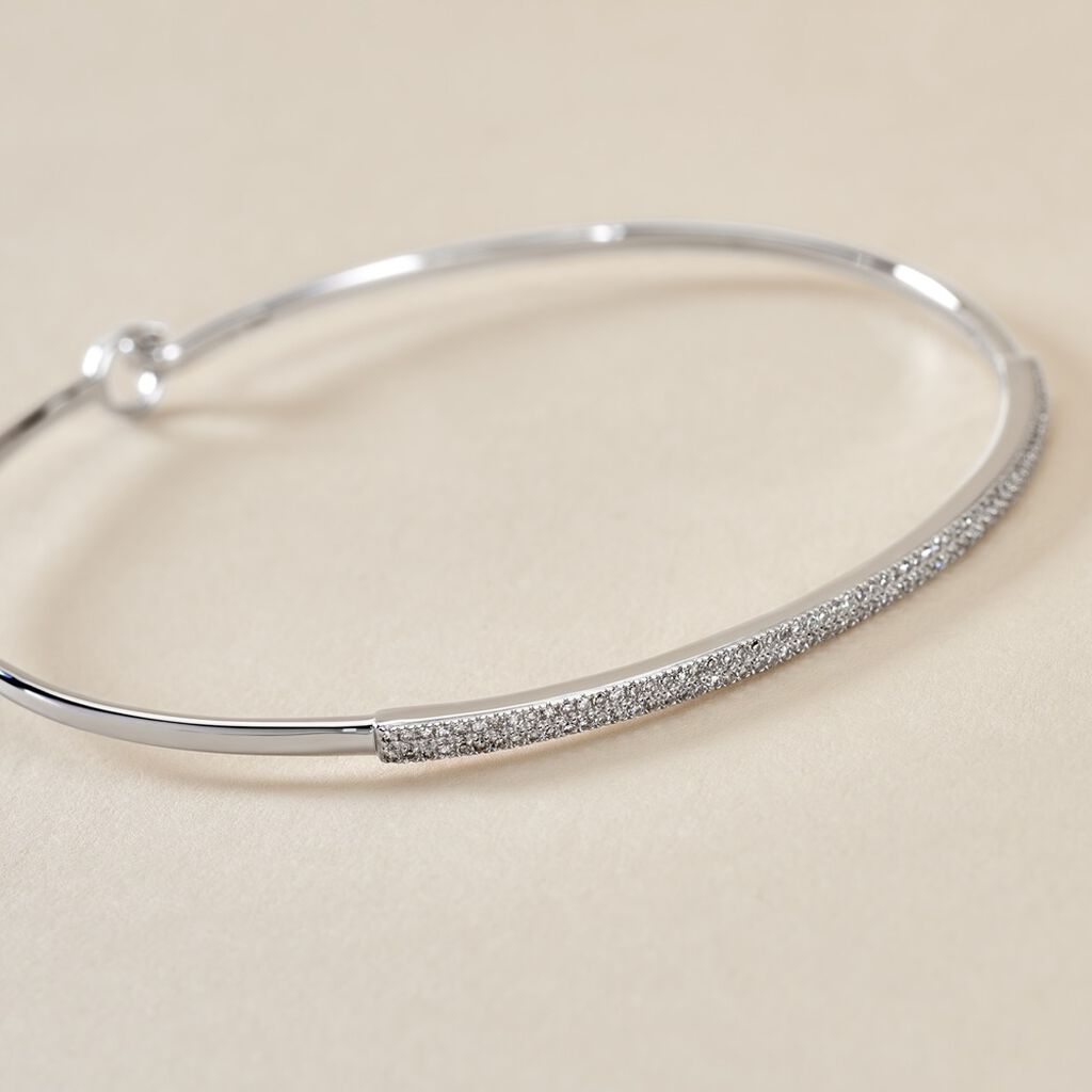 Bracelet Jonc Hermia Blanc Diamant Blanc - Bracelets joncs Femme | Histoire d’Or