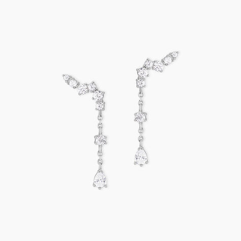 Boucles D'oreilles Pendantes Lir Argent Blanc Oxyde De Zirconium - Boucles d'oreilles fantaisie Femme | Histoire d’Or