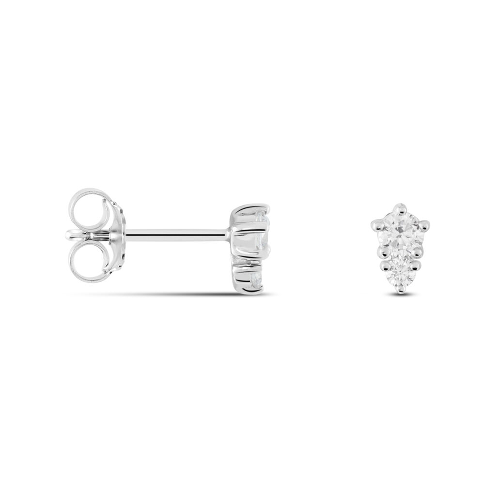 Boucles D'oreilles Puces Almira Argent Blanc Oxyde De Zirconium - Boucles d'oreilles fantaisie Femme | Histoire d’Or