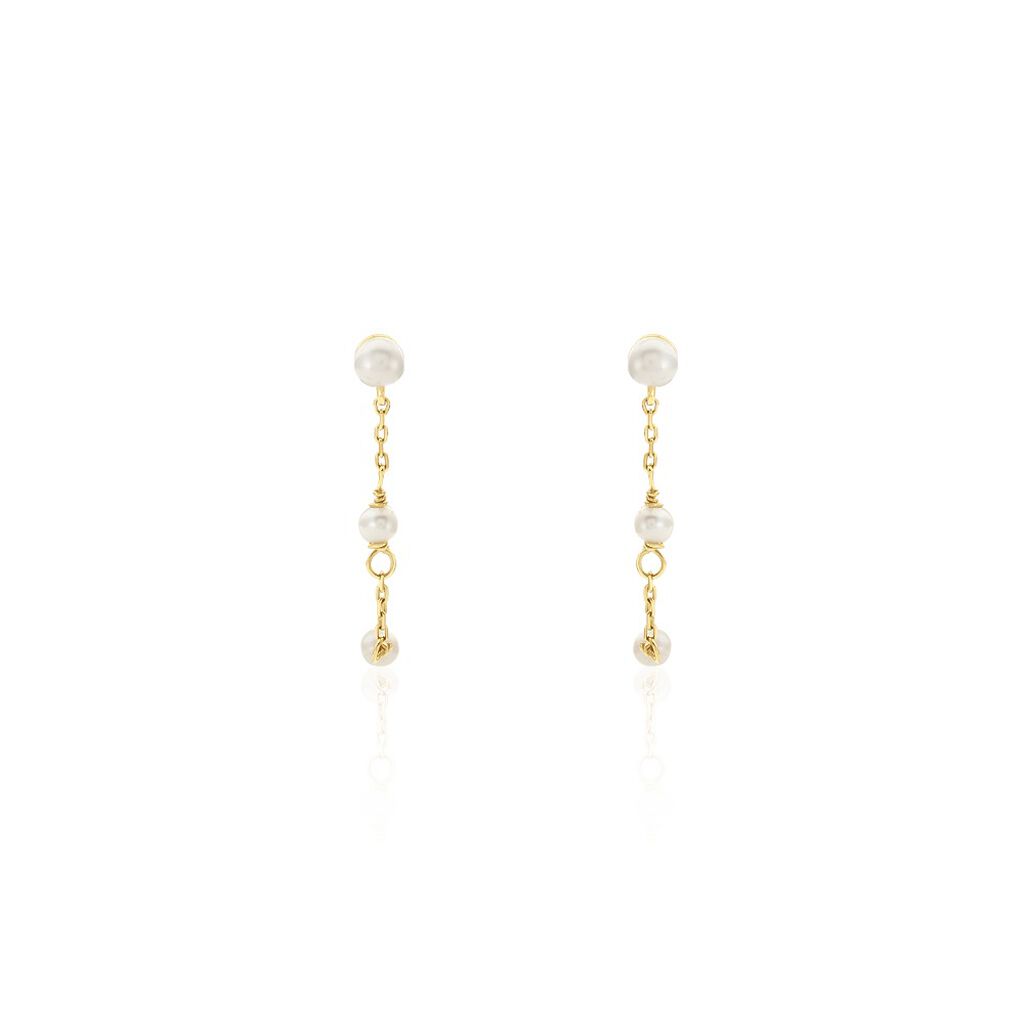 Boucles D'oreilles Pendantes Or Jaune Tiny Pearls Perle - Boucles d'oreilles pendantes Femme | Histoire d’Or
