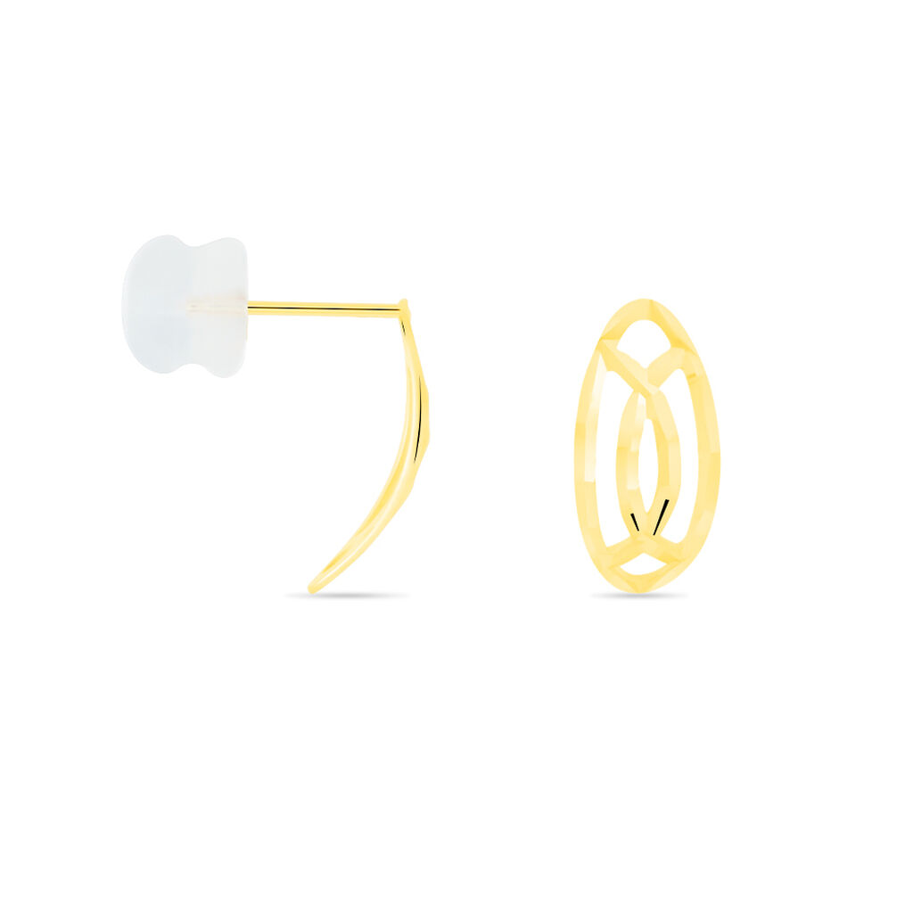 Boucles D'oreilles Puces Elodile Ovale Or Jaune - Clous d'oreilles Femme | Histoire d’Or