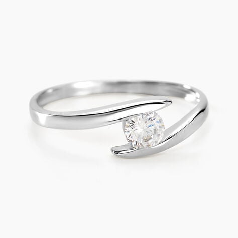 Bague Solitaire Camilia Or Blanc Oxyde De Zirconium - Bagues solitaires Femme | Histoire d&rsquo;Or