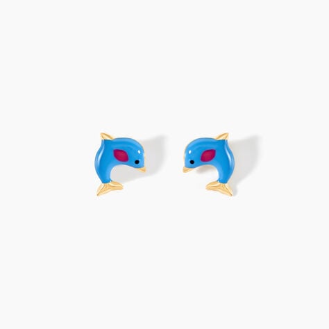 Boucles D'oreilles Puces Mael Dauphin Or Jaune - Clous d'oreilles Enfant | Histoire d’Or