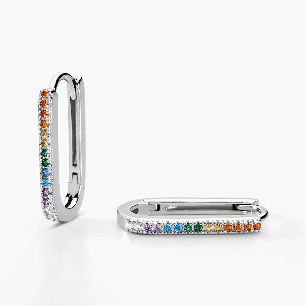 Cr&eacute;oles Lutetia Argent Blanc Oxyde De Zirconium - Boucles d'oreilles cr&eacute;oles Femme | Histoire d&rsquo;Or