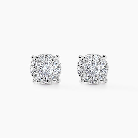 Boucles D'oreilles Puces Artemis Or Blanc Diamant - Clous d'oreilles Femme | Histoire d&rsquo;Or
