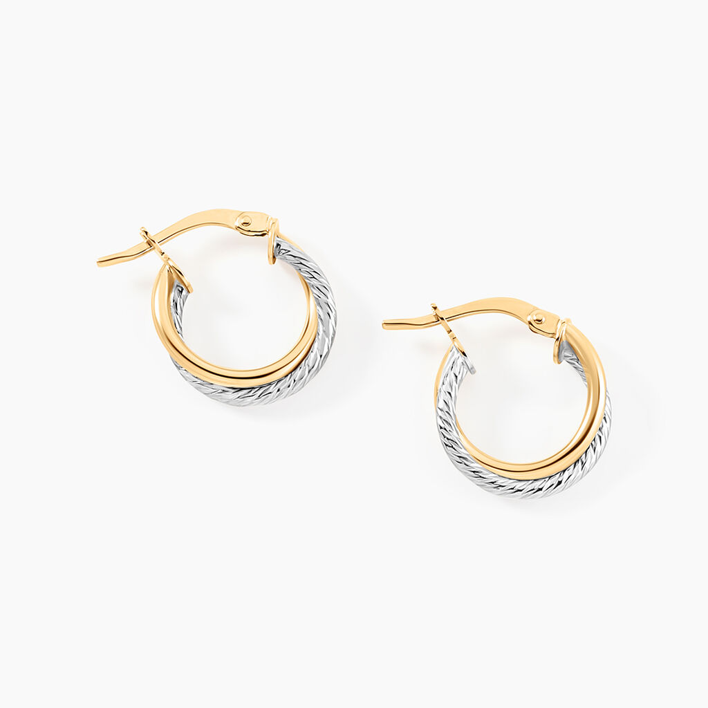 Créoles Maelia Or Bicolore - Boucles d'oreilles créoles Femme | Histoire d’Or