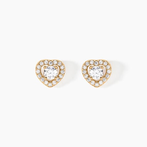 Boucles D'oreilles Puces Alais Plaqué Or Jaune Oxyde De Zirconium - Boucles d'oreilles fantaisie Femme | Histoire d’Or