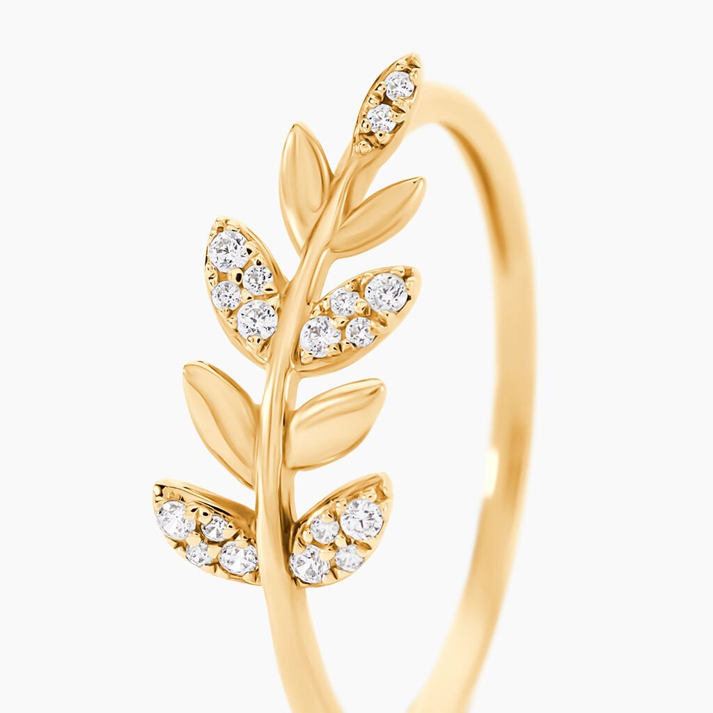 Bague Or Jaune Nahia Oxydes De Zirconium - Bagues avec pierre Femme | Histoire d&rsquo;Or