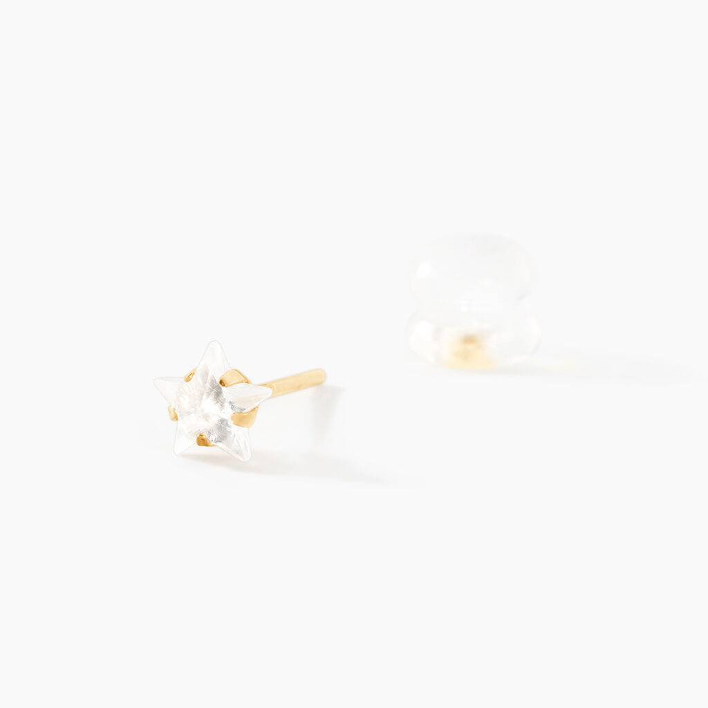 Boucles D'oreilles Puces Elais Etoile Or Jaune Oxyde De Zirconium - Clous d'oreilles Femme | Histoire d&rsquo;Or