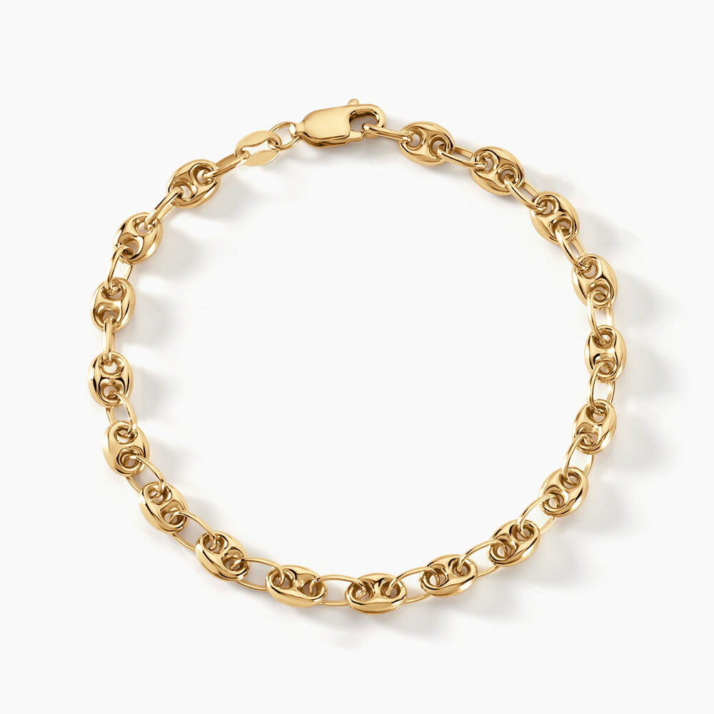 Bracelet Grains De Café Italien Plaqué Or 18 Carats - Largeur 8 Mm, Longueur 21 Cm, Sans Nickel - 7