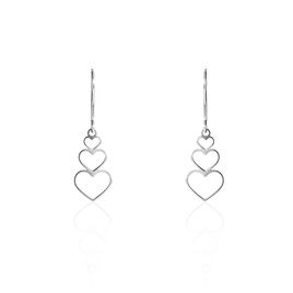 Boucles D'oreilles Pendantes Love Love Argent Blanc - Boucles d'Oreilles Coeur Femme | Histoire d’Or
