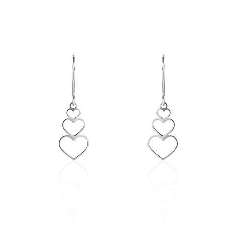 Boucles D'oreilles Pendantes Love Love Argent Blanc - Boucles d'Oreilles Coeur Femme | Histoire d’Or