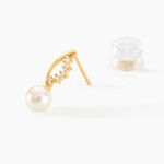 Boucles D'oreilles Puces Dominga Or Jaune Perle De Culture Et Oxyde - Clous d'oreilles Femme | Histoire d&rsquo;Or