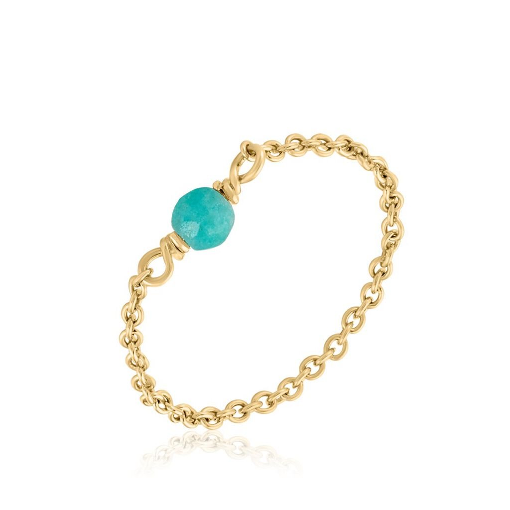 Bague Calliope Plaqu&eacute; Or Dor&eacute; Amazonite - Bagues solitaires Femme | Histoire d&rsquo;Or