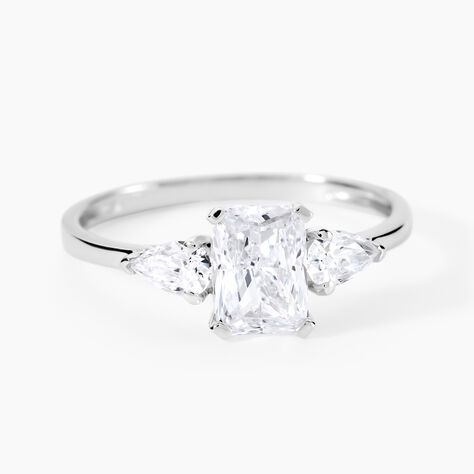 Bague Saelle Or Blanc Oxyde De Zirconium - Bagues solitaires Femme | Histoire d&rsquo;Or