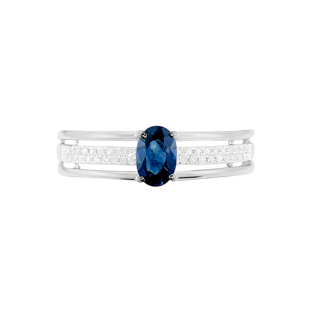 Bague Enea Or Blanc Saphir Et Diamant - Bagues solitaires Femme | Histoire d’Or