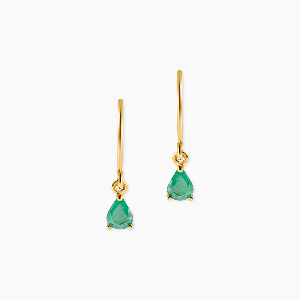 Boucles D'Oreillesucles D'Oreilles D&eacute;pareill&eacute;es Pluie D'Eclat Or Jaune Emeraude - Boucles d'oreilles Femme | Histoire d&rsquo;Or