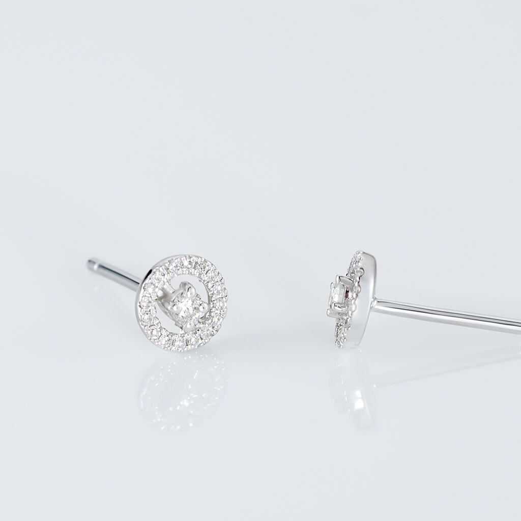 Boucles D'oreilles Puces Domitia Or Blanc Diamant - Clous d'oreilles Femme | Histoire d’Or