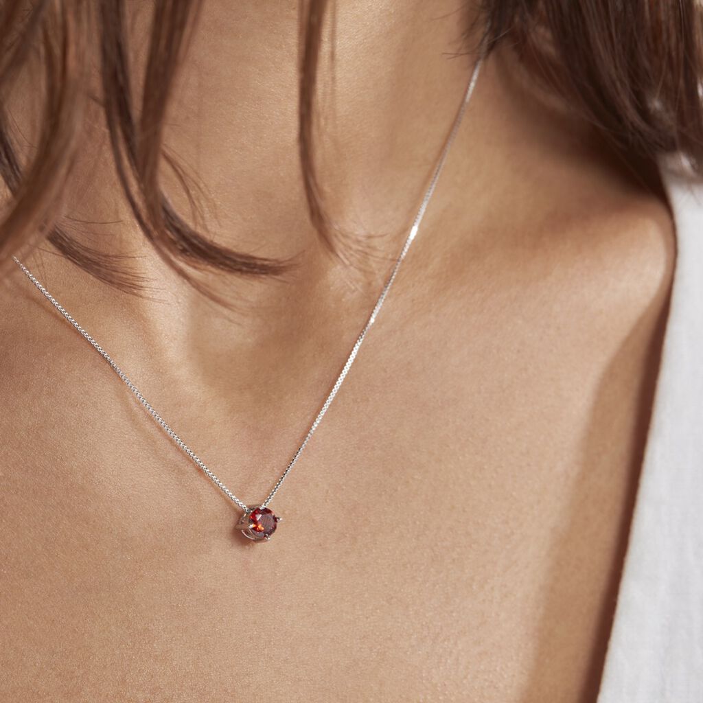 Collier Dwight Argent Blanc Oxyde De Zirconium Rouge - Colliers fantaisie Femme | Histoire d’Or