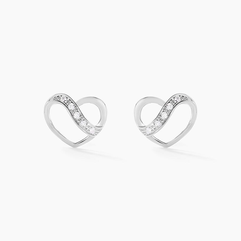 Boucles D'oreilles Puces Or Blanc Juliane Diamants - Clous d'oreilles Femme | Histoire d&rsquo;Or